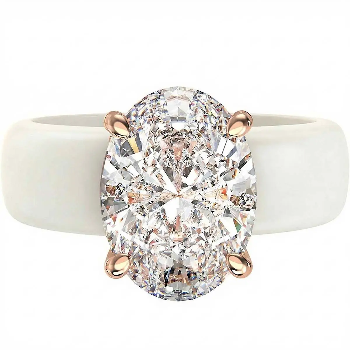 Thin Silicone Ring for Women - Oval Cut CZ