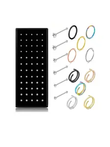 Stainless Steel Nose Ring Set, L Shaped Nose Ring, Nose Rings Hoops & Nose Piercing Tool, Fashionable Body Jewelry for Women & Men, Trendy All-match & Exquisite Jewelry for Birthday Gift