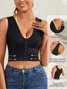 1 Count Women Front Closure Shapewear, Waist Trainer Corset Bra, Tummy Control Shapewear Underwear, Colombian Posture Corrector Sports Bra, Women Postpartum Fitness Shaper, Shaperwear Tops, Casual, Womenswear, Suitable For Daily Or Sports