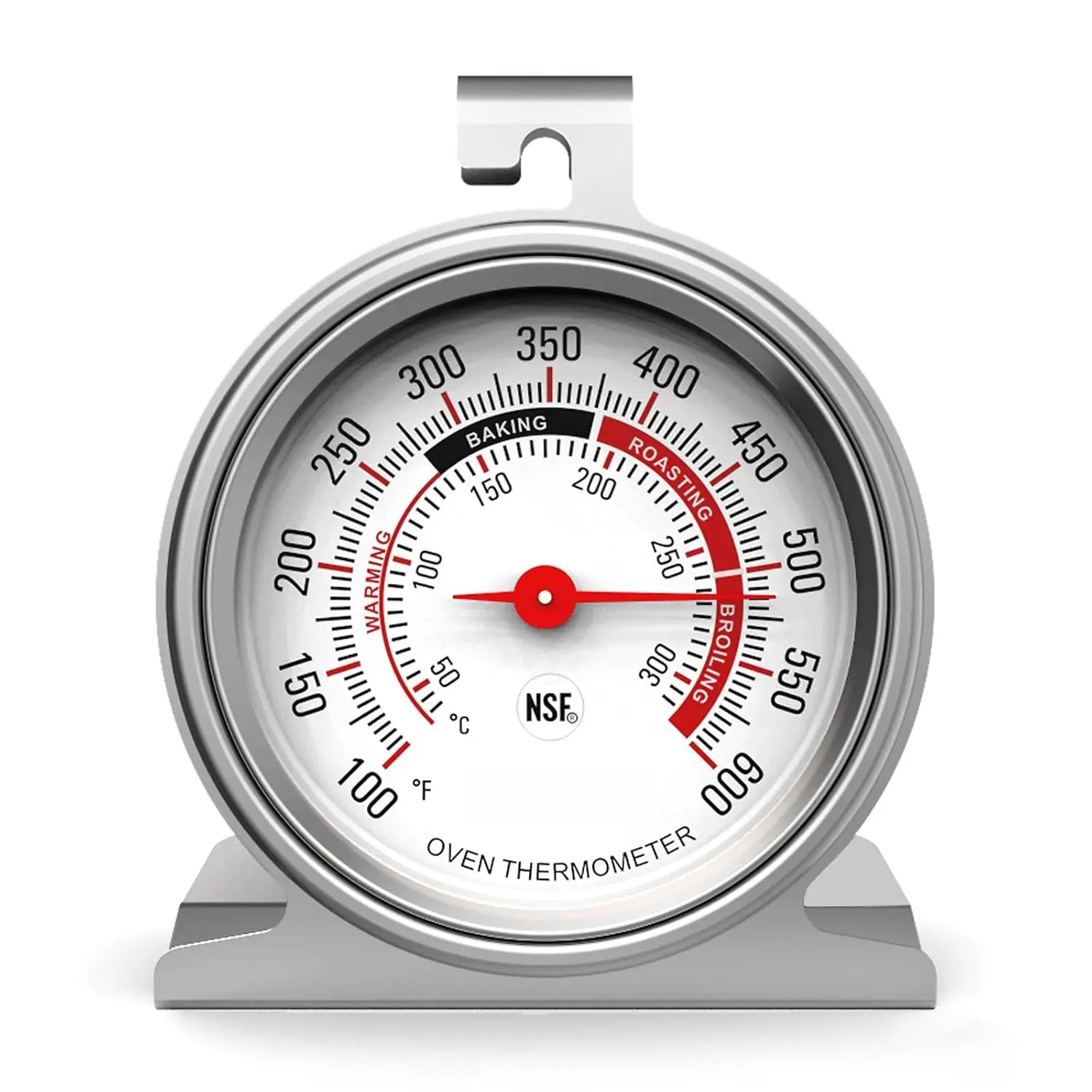 Stainless Steel Oven Thermometer Large Dial -  Read, 50-300?C / 100-600?F Accurate Temperature Gauge for Baking, Grilling, Roasting & Meat Use