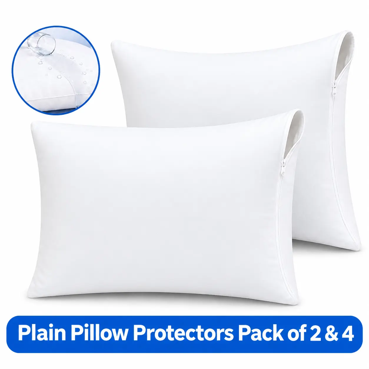 Mary’s Collection Plain Pillow Protectors 2/4 Pack options – Soft Touch Microfiber Pillow Covers, High-Quality Pillow Protectors, Smooth Plain Surface, Zipper closure, Available in 3 Sizes, Comfortable Bedding Essentials for Bedroom, Bed and Everyday Use
