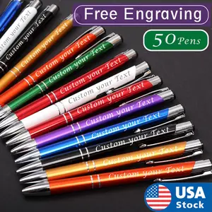 50PCS Laser Engraved Business Pens with Personalized Laser Engraving in Blue, Black, Orange, Green, Purple, Red, Gold teacher gift, Christmas gifts