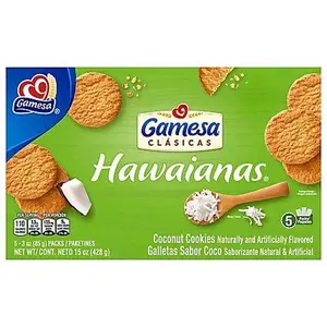 Gamesa Clásicas Hawaianas Coconut Cookies Naturally & Artificially Flavored Box 5-3 Oz 428g Total