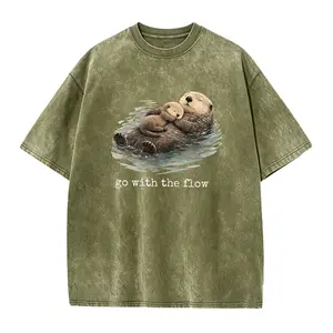 Go With The Flow Otter Shirt, Cute Sea Otter Tee, Ocean Animal Shirt, Vintage Nature Graphic Tee, Otter Lover Gift