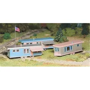 212 MAIN O Scale Trailer Park Kit with Trailers, Realistic Complete Set, Snap-Fit Parts