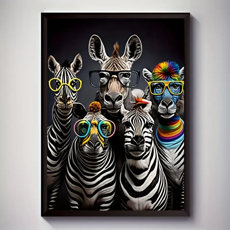 1pc Colorful Zebra Canvas Print, Modern Home Wall Art Decor, Waterproof Fun Zebra Artwork for Living Room, Bedroom, Office, Restaurant, Bar - Perfect Gift and Decoration