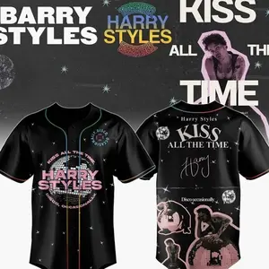 Harry Styles Tour Baseball Jersey, Kiss All The Time Design, Official Tour Merch, Concert Fan Shirt, Gift for Harry Styles Fans