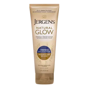 Jergens Natural Glow +Firming Self Tanner Body Lotion, Medium to Deep Skin Tone, Sunless Tanning Moisturizer with Collagen and Elastin. Helps to Visibly Reduce Cellulite, 7.5 Fl Oz