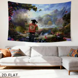 Tapestry 1Pc Of Floral Flamingo Bird Featuring Anime, Comes With A Complimentary Installation Kit