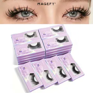 MAGEFY 20 Pairs 4 Designs Natural False Eyelashes, Fake Mink Soft Fiber Cross Criss Cat Eye Wispy Lash Extensions, Individual Package Each Pair for Makeup Women Cosmetic Gift