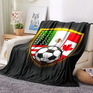 2026 World Cup Usa Mexico Canada Flag Shield Blanket, Soft Flannel Material, High-Definition Digital Print, Perfect Gift for Fans & Collectors