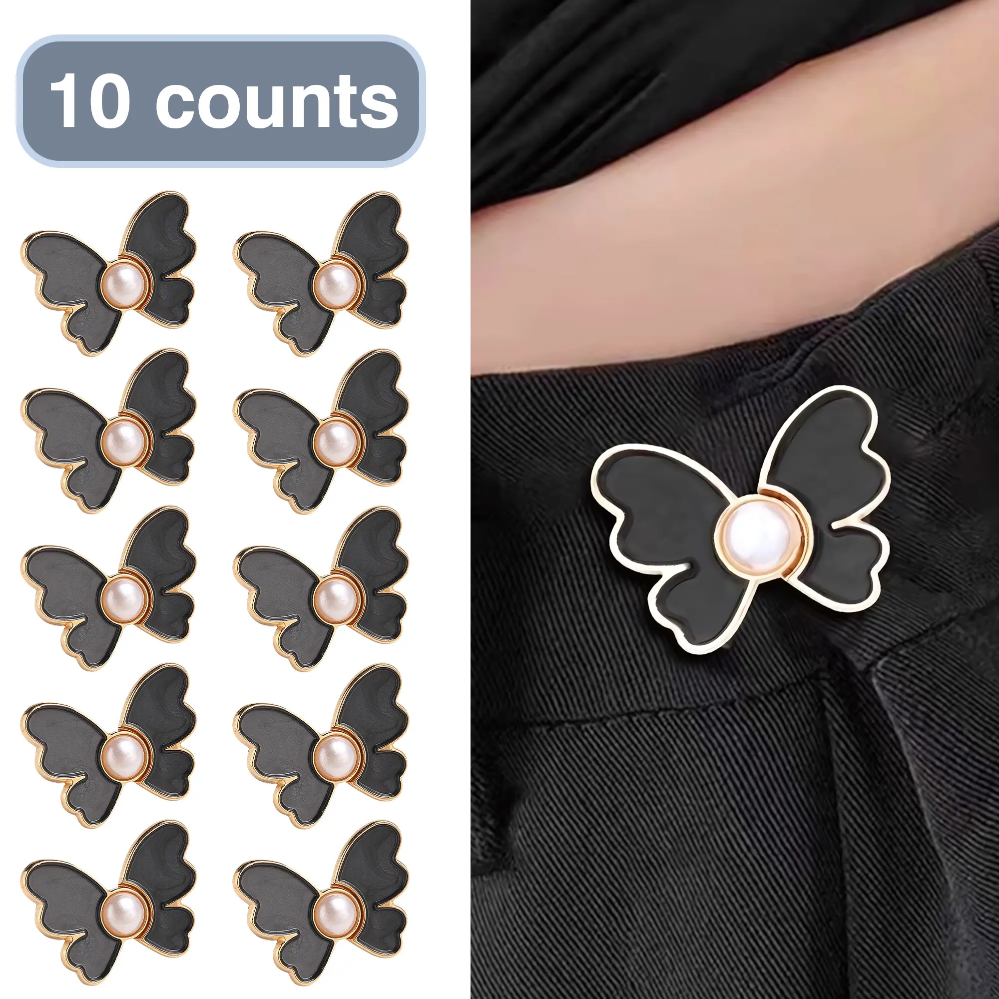 10 Counts Butterfly Waist Cinching Button, No-Sew Waist Reducers for Clothing Alterations