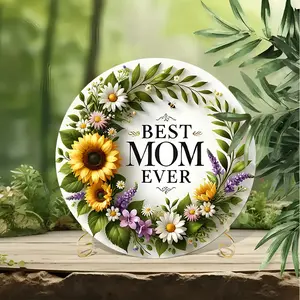 Elegant Vintage Round Metal Wall Art Featuring Sunflowers Daisies and Lavender Perfect for Indoor and Outdoor Decor