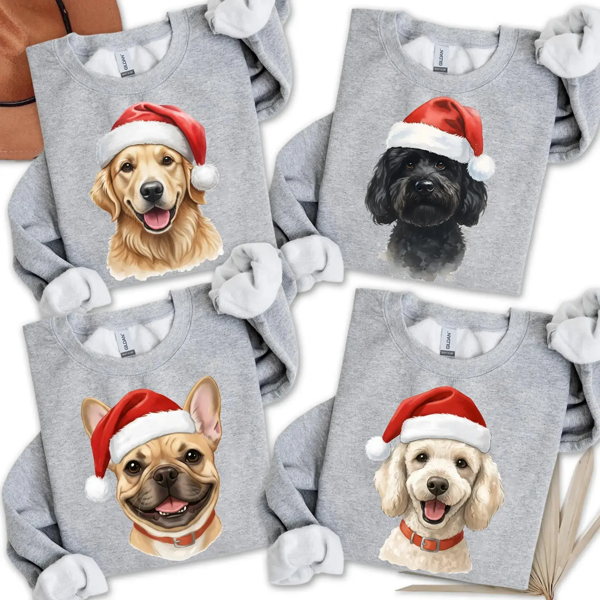 Christmas Dog Sweatshirt, Santa Hat Dog Pullover, Funny Holiday Pet Sweatshirt, Dog Lover Christmas Gift