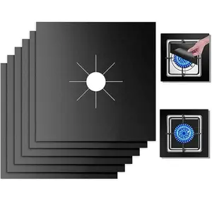 10 Pack Stove Burner Covers Double Thickness Reusable Non-Stick Heat-Resistant Gas Range Protectors for Kitchen and Easy to Clean（Black）