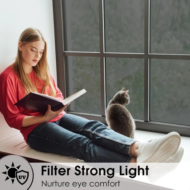 One Way Mirror Window Film - See Out Not In Daytime Privacy Tint, Heat Control UV Protection Static Cling Glass Cover for Home Office