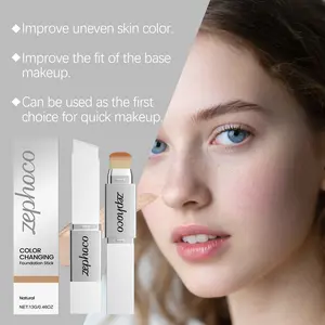 Zephoco Natural Color Two-in-One Color-Changing Foundation Stick – Lightweight, Moisturizing with Mineral Oil, Petrolatum & White Beeswax – Non-Cakey, Hydrating Foundation Stickey Clear 13g