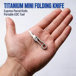 Titanium Mini Folding Knife,  EDC Pocket Knife, Small Stainless Steel Blade with Titanium Alloy Handle, Ultra-Compact Utility Knife for Keychain, Camping, Package Opening & Everyday Carry