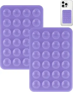 2 Pack  Suction Phone Case Mount, Silicon Adhesive Smartphones Stand Sticky, Non Slip Suction Cup, Hands-Free Phone Accessories Holder for Selfies and Videos Purple