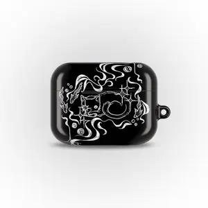 Black Cat Fish AirPod Case, Cute Y2K Grunge, Coastal Whimsical Aesthetic, Gothic Gift, Protective HeadPhones Cover, AirPods Pro 1 2 3 4 Gen