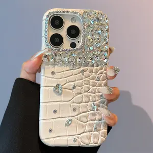 Chic Hard Leather Cellphone Case - Rhinestone Bling Protective Casing, Durable Phone Cover for iPhone 17 16, 16 Pro Max, 15, 14, 13 Plus Smartphones (Mobile Phone Accessories)