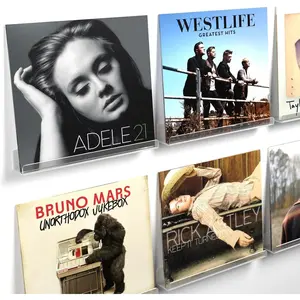 Vinyl Record Shelf Wall Mount, 12 inch Clear  Album Record Holder Display, Floating Shelves for Wall, Magazine Shelf,  Bookshelf, Suitable for Bedroom, Living Room, etc.--6 Pack