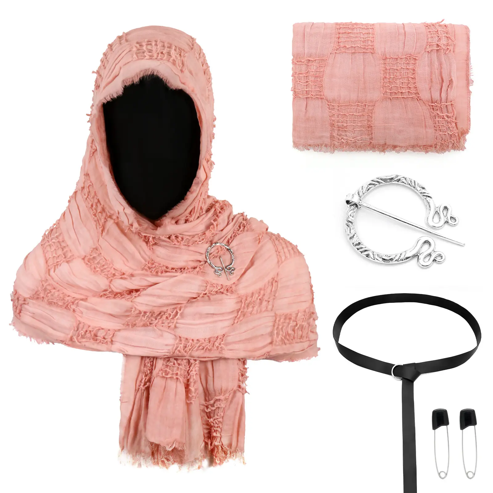 CST152PK Pink Battle Damage Scarf (190cm