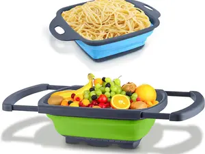 Silicone Collapsible Colander Sink Colander Collapsible Camping Versatile Collapsible Strainer Sink Strainer Basket over Sink Strainer Trendsettings Kitchen Utensils