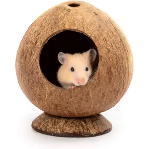 Coconut Hut Hamster House Bed for Gerbils Mice Small Animal Cage Habitat Decor