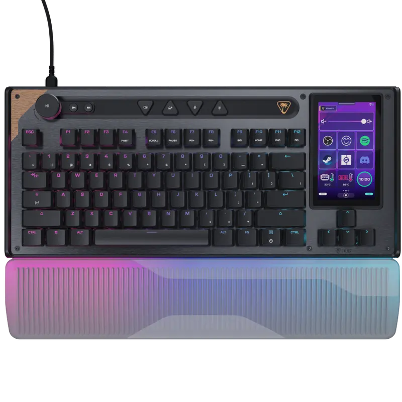 Turtle Beach Command Series KB7 Wired Gaming Keyboard - 4.3" Touchscreen, Hall Switches, Customizable Per-Key ARGB Lighting, Macro Control, Profile/Stats/App Control, Windows PC Gaming Accessories, PC Accessories