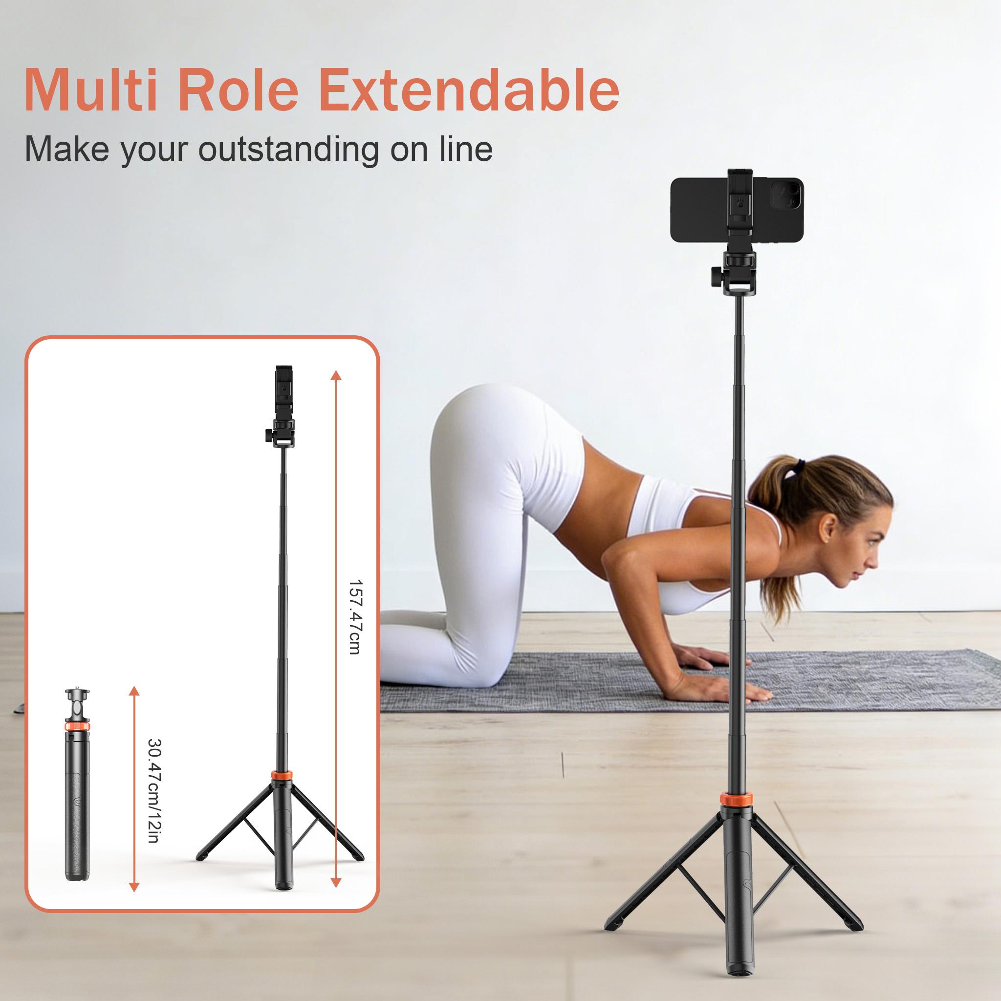 Upgraded 61" Phone Tripod with Wireless Remote & Selfie Stick | All-in-One, Travel-Friendly Stand for iPhone 13-17& Android