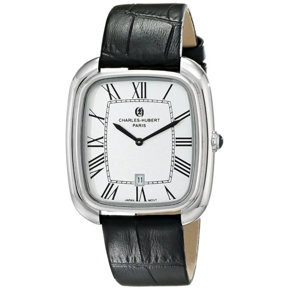 212 MAIN Charles-Hubert Paris Men's Analog Rectangle Stainless Steel Quartz Wristwatch - Date-Tracking, Casual Fashion Accessory, Ideal for Daily Wear, Analog Watch