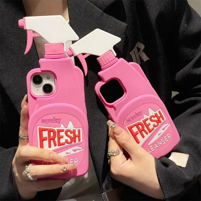 3D Cute Soft Silicone Smartphone Cover with Stereo Cleaner, Shockproof Protective Case for iPhone 11/12/13/14/15/15 Pro/15 Pro Max/16/17/i17 Pro Max, Mobile Phone Accessories