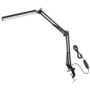 LED Desk Lamp Adjustable Metal Swing Arm with Clamp EyeCaring Architect Light 3 Color Modes Memory Function Foldable Display