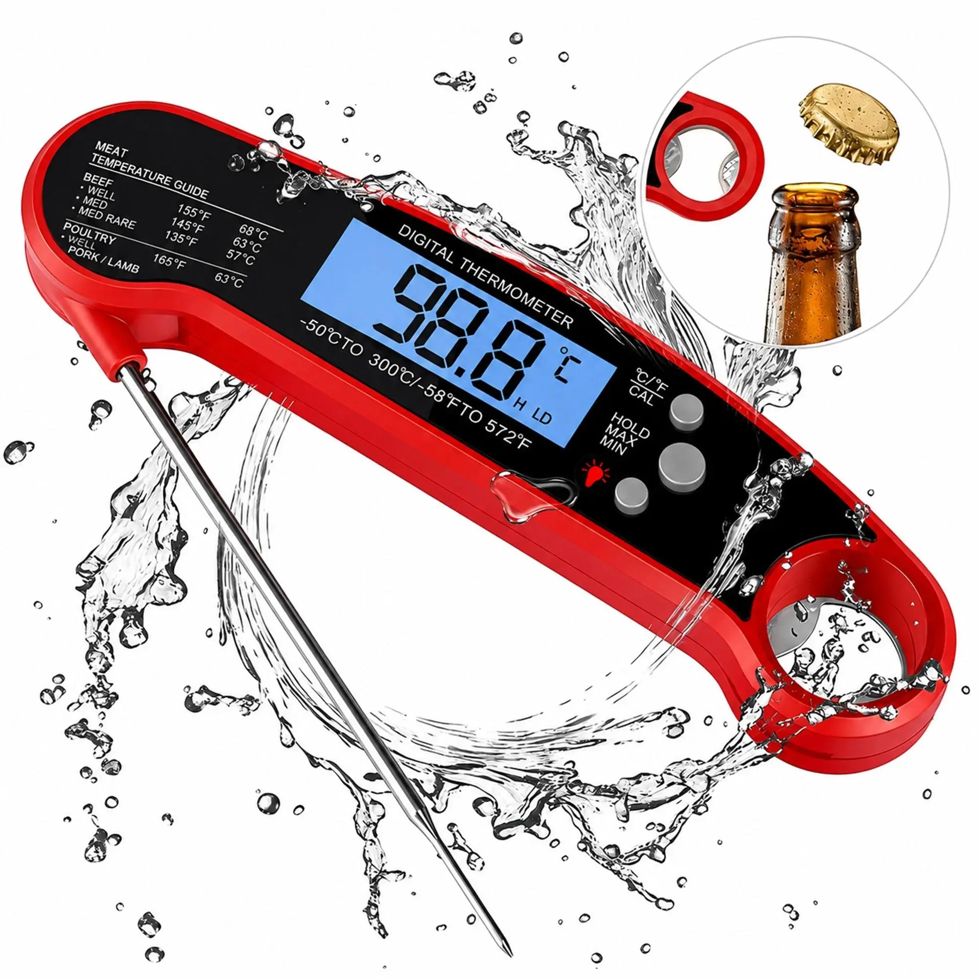 Digital Meat Thermometer for Grilling & Kitchen Cooking - Waterproof, Ultra-Fast Instant Read, Backlit, Calibratable Kitchen Utensil for BBQ (Mountain Country Soap Brand)