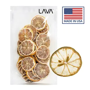 LAVA Premium Dried Lemon Slices 3oz/85g, Made in the USA, 100% Natural Dehydrated Lemon Wheels for Cocktail Garnishes, Drinks, Teas, Desserts, and More. No Additives, No Coloring, and No Sugar Added.