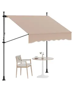 Manual Retractable Awning, 118 in x118 in Patio Awning Outdoor Sunshade Shelter, Angle & Height Adjustable Sunsetter Retractable Awning UV Protection for Any Window or Door