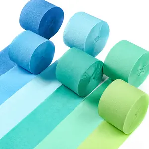 PartyWoo Colorful Crepe Paper Streamers, 6 Rolls (1.8 in x 82 ft Each, 492 ft Total) – Pastel Blue, Blue, Green, Lime for Graduation, Wedding, Birthday Party Decorations