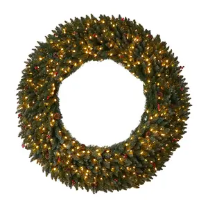 Nearly Natural 5' Large Flocked  Christmas Wreath w/400 Lights