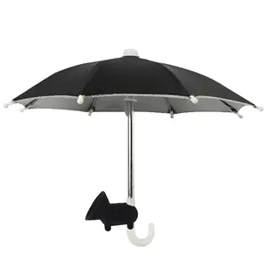 1pcs/2pcs Cell Phone Umbrella for Sun Shade, Universal Adjustable Cute Phone Shade Umbrella with Adjustable Piggy Style Suction Cup, Outdoor Anti-Glare Stand Sun Visor Universally (Black)