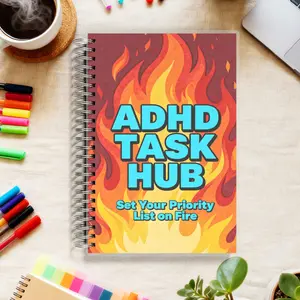ADHD TASK HUB - A Daily Planner for Dopamine Hits & Productivity, Track Today's Wins & Organize Tasks in Color-Coded Sections, A5, 108 Pages, Spiral Bound on Thick 100gsm Paper