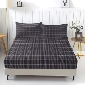 Pink checkered pattern bed sheet, comfortable printed pattern, including 1 bed sheet and 2 pillowcases, comfortable bedding, anti slip dust cover suitable for bedrooms and guest rooms, suitable for children or adults as gifts