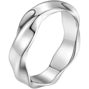 Jewelers 6mm Stainless Steel Simple Plain Twisted Wave Braided Wedding Band Ring