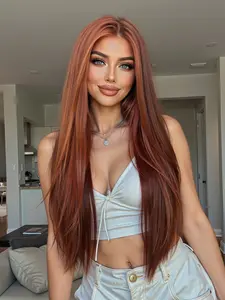 30" Burgundy Straight Perfection - 13x4 HD Lace Wig | Heat Safe Fiber, Breathable Cap, Daily Wear Natural Looking Wigs