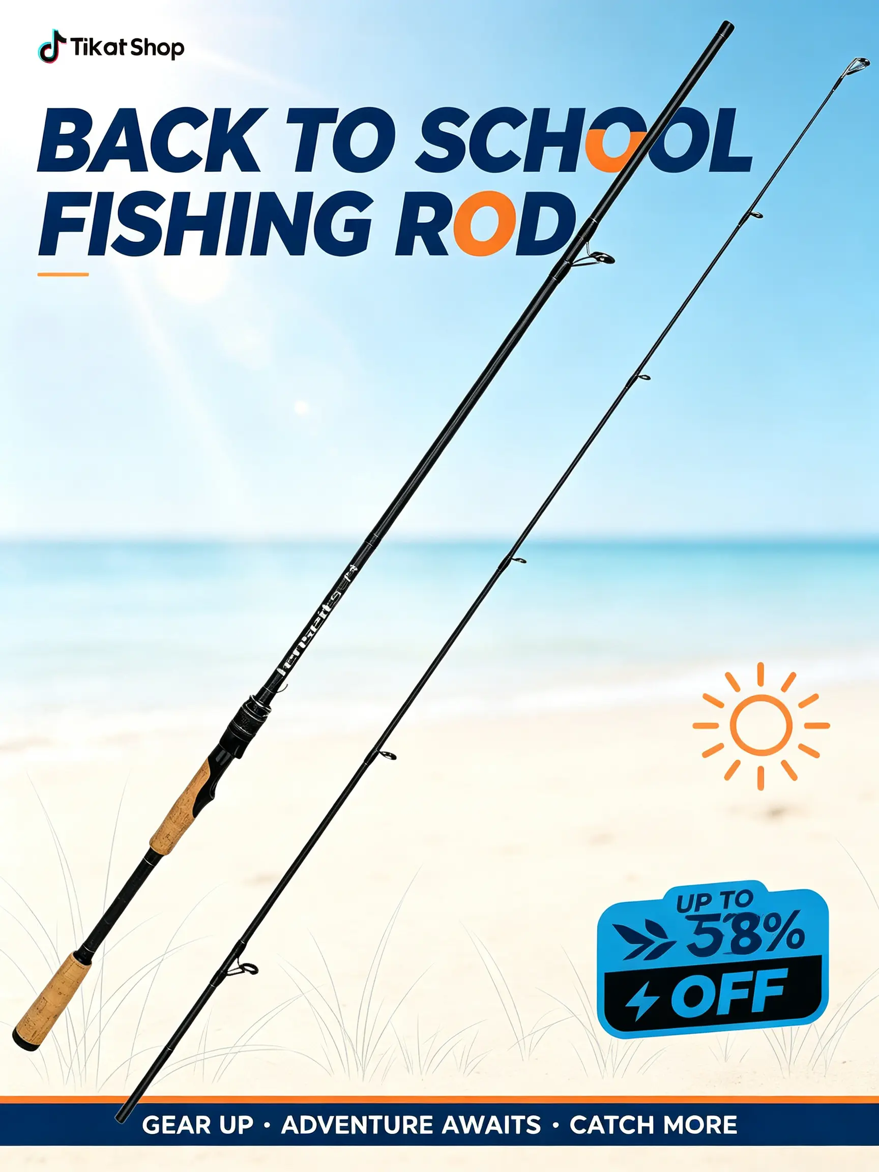 【Back to School】Jenseits Carbon Fiber Shaft Rods - 7ft Spinning and Casting Pole, Stainless Steel Ceramic Guides, Fast Action Heavy Duty Rod for Bass, Trout, Saltwater Fishing