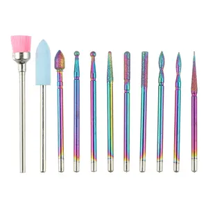 VOCOSTE 11 Pcs Nail Drill Bits Set, for Gel Nails Cuticle Remover Drill Bits Home Nail Care Supplies