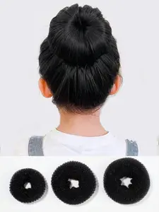 3pcs Girls' Donut Bun Maker With Style Hairpin & Blossom Design Hair Stick Cute Hair Accessories Set