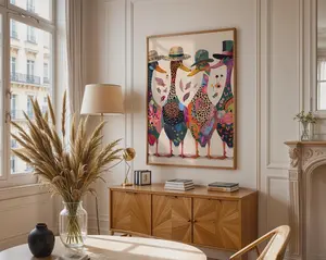 Whimsical Goose Folk Art Print, Colorful Floral Bird Decor