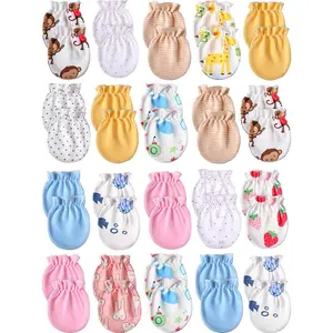 20 Pairs Newborn Baby No Scratch Mittens Boy Girl Infant Toddler Unisex Elastic Cotton Wrist Gloves Set for 0-6 Months