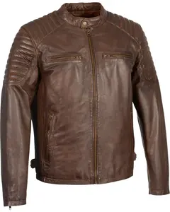 Milwaukee Leather Men's Quilted Shoulders Snap Collar Jacket 5X - Sfm1840-Broken Brown-5X